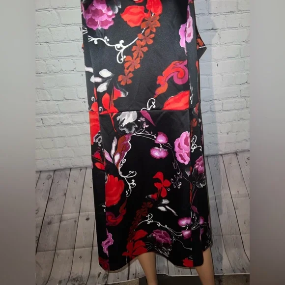 lane bryant black, red & pink floral dress size 24 - Picture 3 of 12